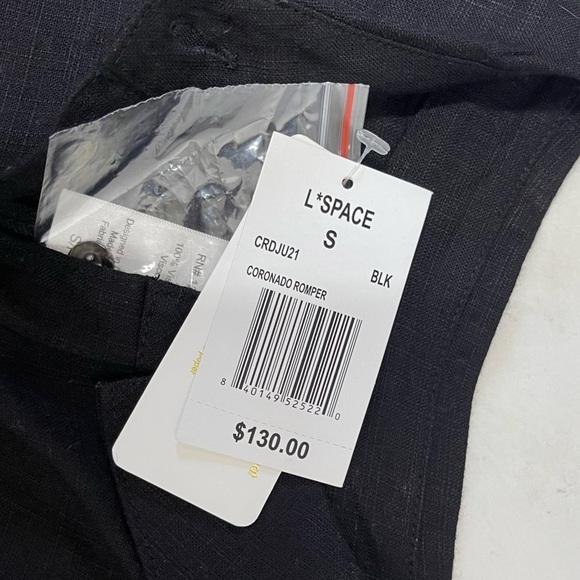 NEW L*Space Black Button Up Long Sleeve Waist Tie Romper Size Small - Picture 6 of 7